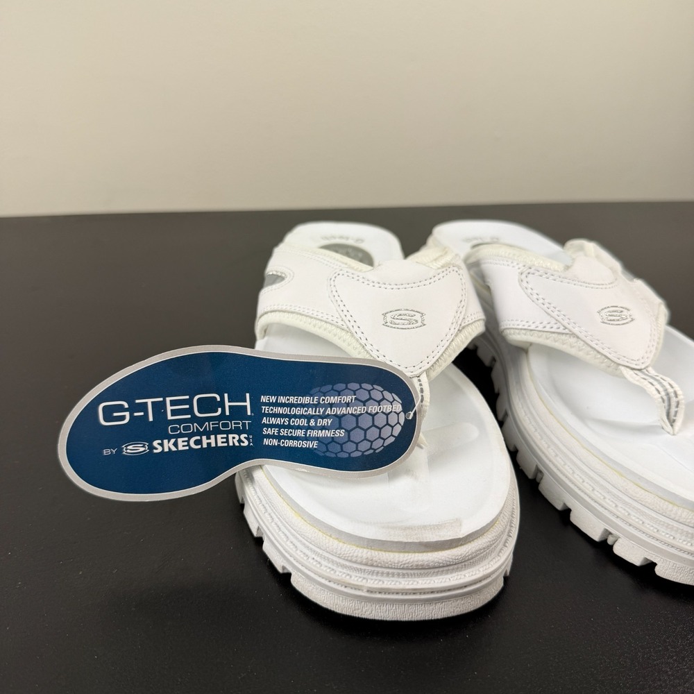Skechers G-Tech Thong Sandals Women's 10 White Comfort Platform Flip Flops Y2K - Picture 6 of 16
